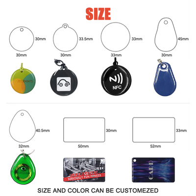 Custom Programmable 125KHZ 13.56Mhz 860-960Mhz Nfc Tag Keychain Keyfob Mini Rfid Epoxy Keychain Access Control Card