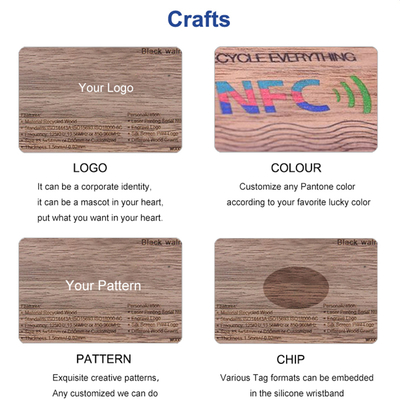 Eco-friendly NFC RFID Wooden Key Card Customized ISO Model for Hotels Waterproof Business Card Classic Chip 13.56MHz 125KHz
